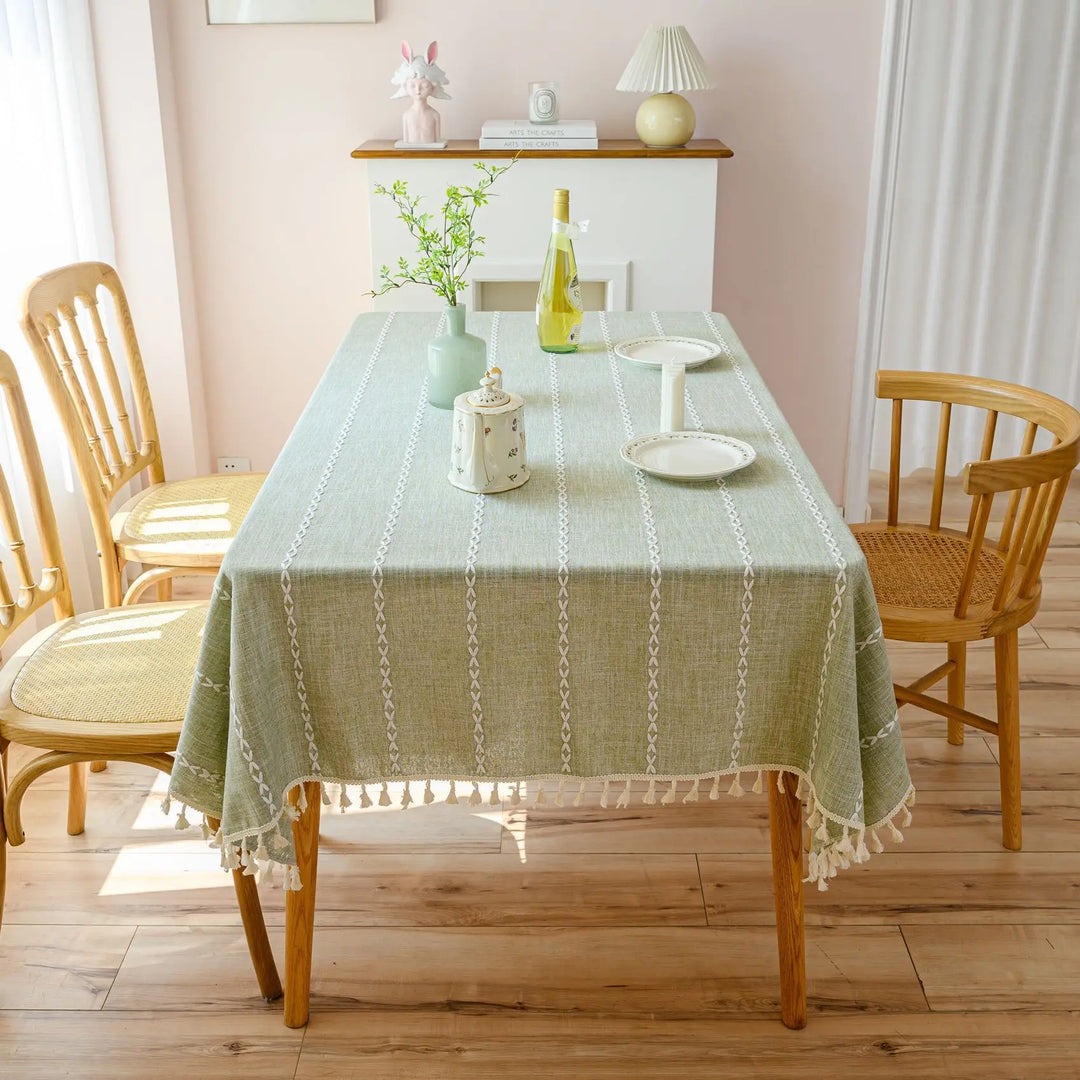 TasseledCharm | Baumwoll-Leinen-Tischdecke