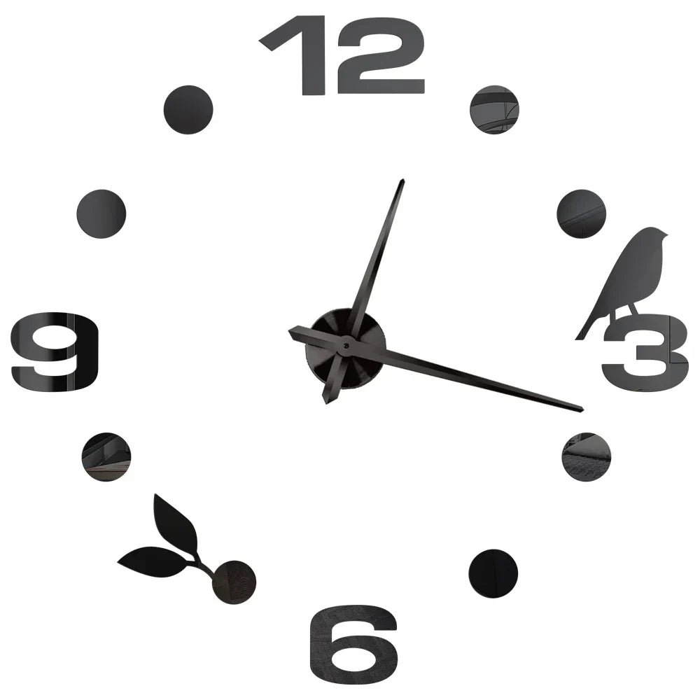 Große DIY 3D Spiegel Acryl Wanduhr für Küche, Esszimmer, Wohnzimmer | Skanto