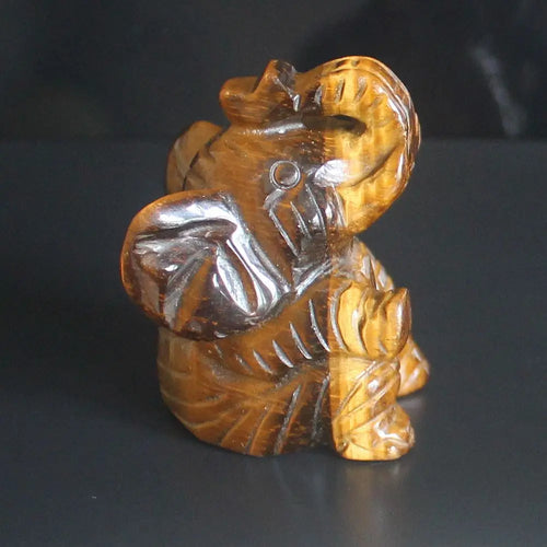 Skanto Figur eines sitzenden Elefanten aus gemischtem Edelstein-Kristall, Tierskulptur, Heimdekoration 2''