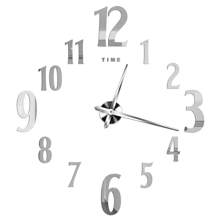 Große DIY 3D Spiegel Acryl Wanduhr für Küche, Esszimmer, Wohnzimmer | Skanto