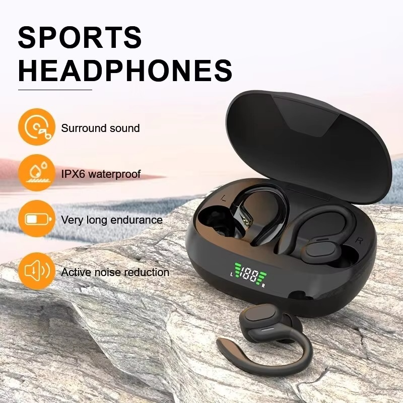 Skanto | SP16 True Wireless Earbuds mit Ohrhaken, wasserdichte Sportkopfhörer mit Mikrofon und HiFi-Stereo-Sound