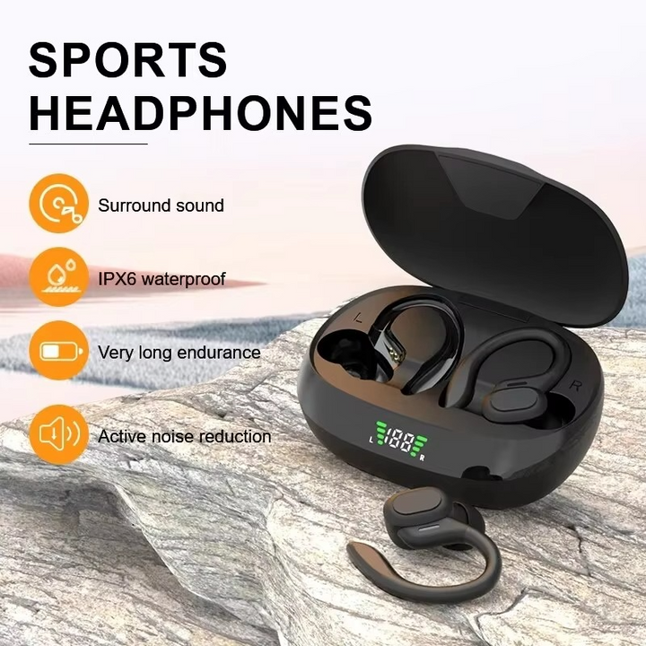 Skanto | SP16 True Wireless Earbuds mit Ohrhaken, wasserdichte Sportkopfhörer mit Mikrofon und HiFi-Stereo-Sound