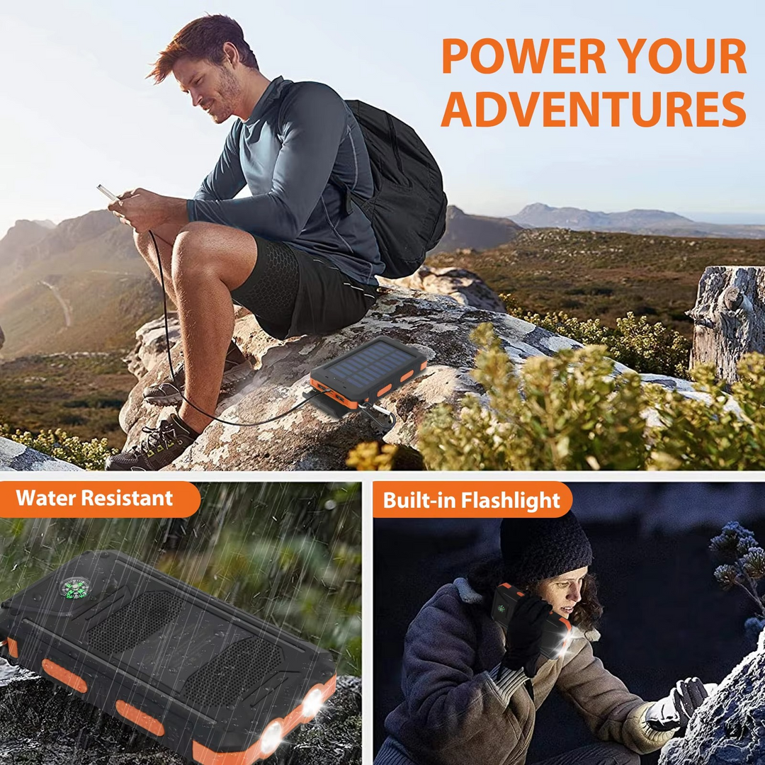 Skanto | 20000mAh Tragbares Solarladegerät mit Dual USB und LED-Taschenlampe