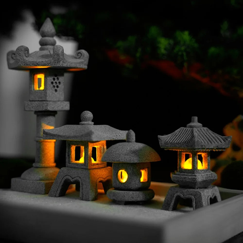 Skanto | Mini Pagoda ZenStone | Sandstein-Dekoration | Für Garten, Bonsai & Zen-Oasen | Handgefertigt