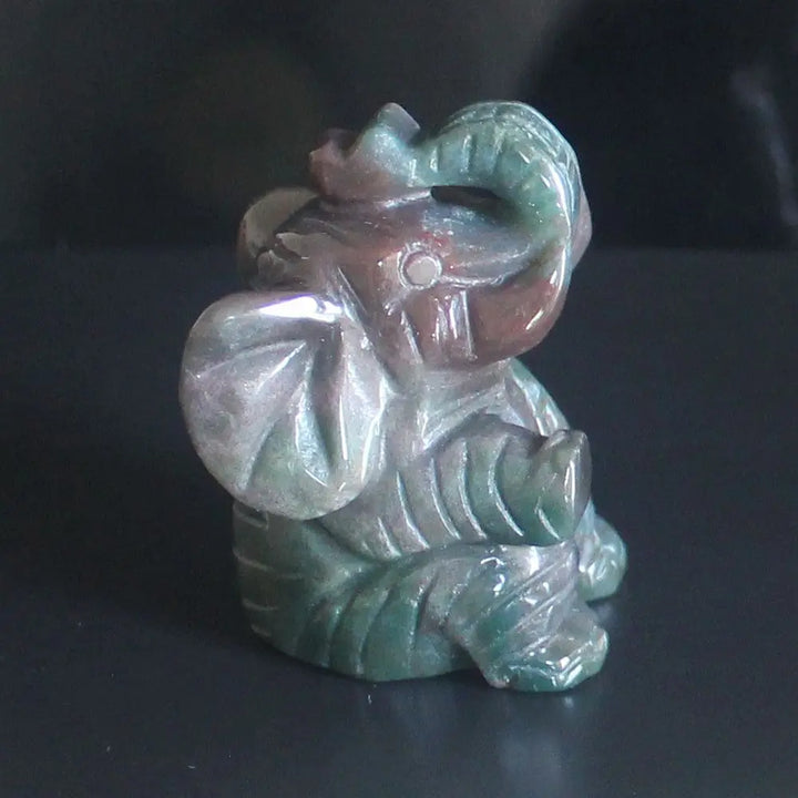 Skanto Figur eines sitzenden Elefanten aus gemischtem Edelstein-Kristall, Tierskulptur, Heimdekoration 2''