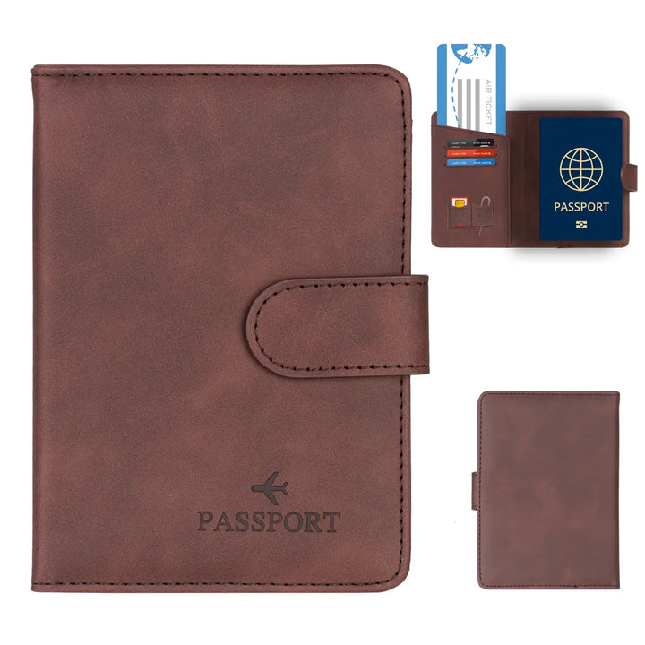 Skanto | Travello Reisepasshülle | RFID-Schutz | Echtes Leder-Optik | Für Damen und Herren