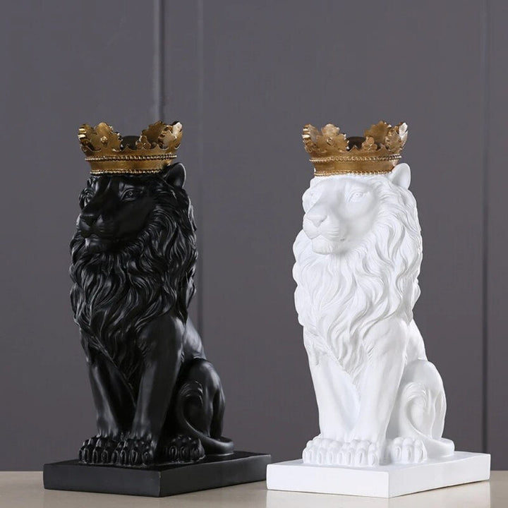 Skanto Tierfigur Harz Kronenlöwen-Statue Handgemachtes Kunstwerk Geschenk Home Office Dekor Ornament Wohnzimmer Schreibtisch Heimdekoration