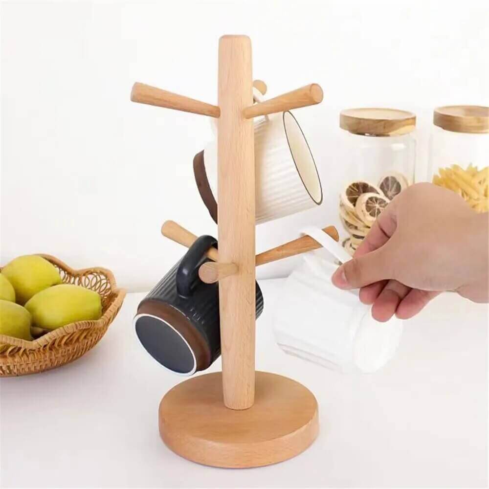 Robuster Tassenhalter aus Holz: Tassenbaum in verschiedenen Formen + Farben