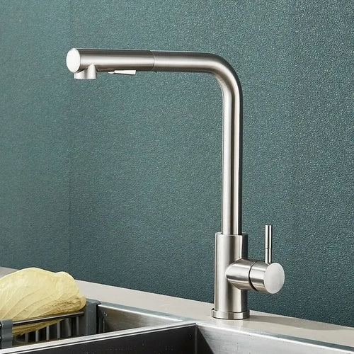 Skanto | Schwarzer ausziehbarer Küchenarmatur – Flexibler 2-Modus Strahl- & Sprühdüse, Edelstahl Warm-Kaltwasser-Mischbatterie