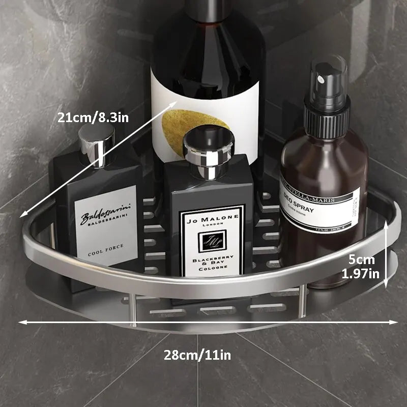Skanto | Wandmontierter Bad-Organizer: Bohrerfreies Eckregal Duschablage – WC Shampoo Organizer, Badregale