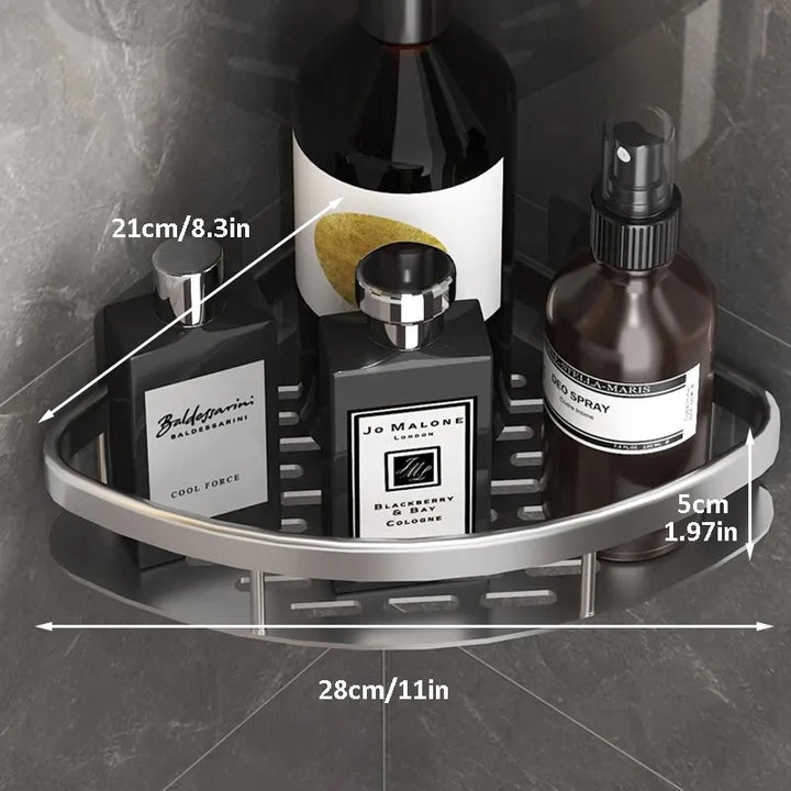 Skanto | Wandmontierter Bad-Organizer: Bohrerfreies Eckregal Duschablage – WC Shampoo Organizer, Badregale