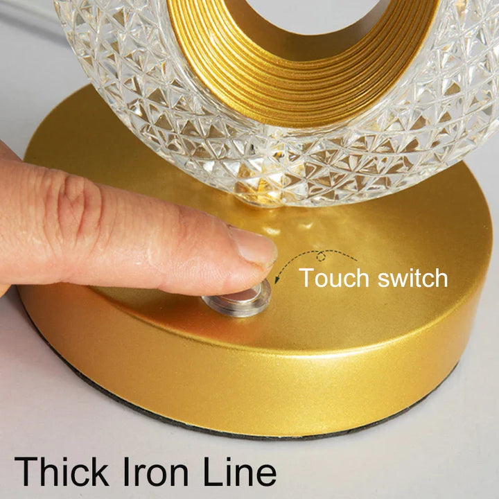 Skanto | Kristall-LED-Tischlampe: Dimmbar, USB-Laden, Touch- & Fernbedienung