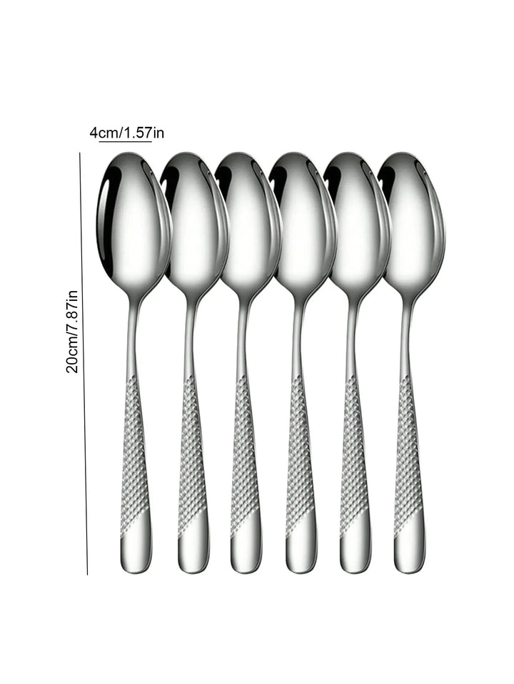 Skanto | Hochwertiges Besteckset aus Edelstahl Silber Stern Diamant - Inklusive Messer, Gabel, Löffel & Dessertgabel & -löffel - 6-teilige/30-teilige Optionen