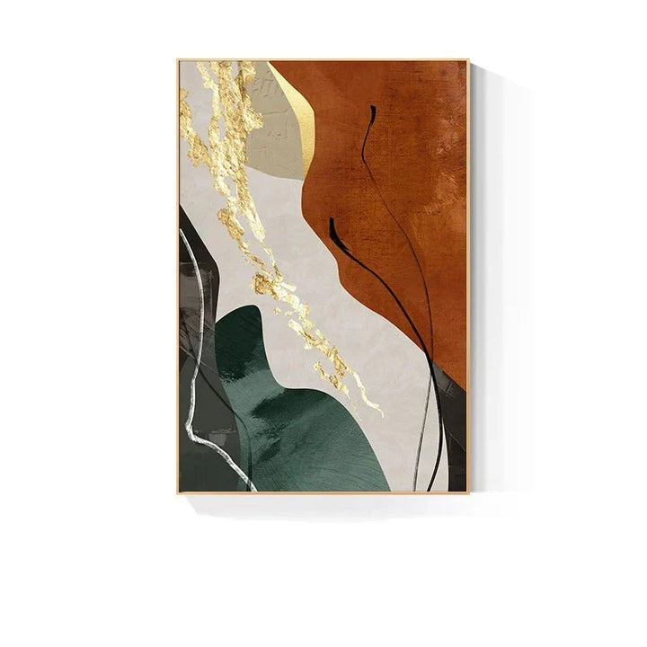 Erdtöne Nordische Abstrakte Geometrische Wandkunst Fine Art Leinwanddruck Grüne Braune Beige Orange Bilder für Wohnzimmer Esszimmer Dekor | Skanto