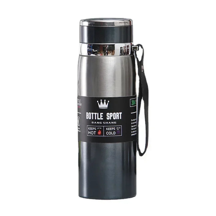 Skanto Edelstahl-Thermoskanne 1L – Isolierflasche zum Kalthalten von Wasser und Heißgetränken, Tee, Kaffee