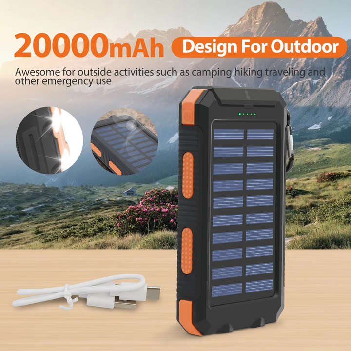 Skanto | 20000mAh Tragbares Solarladegerät mit Dual USB und LED-Taschenlampe