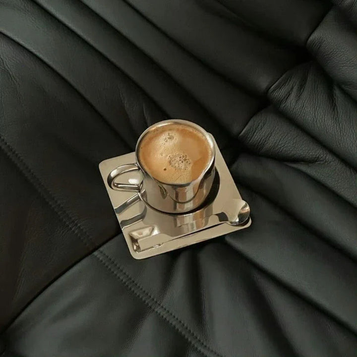 Skanto | Kaffeetasse und Untertasse aus Edelstahl