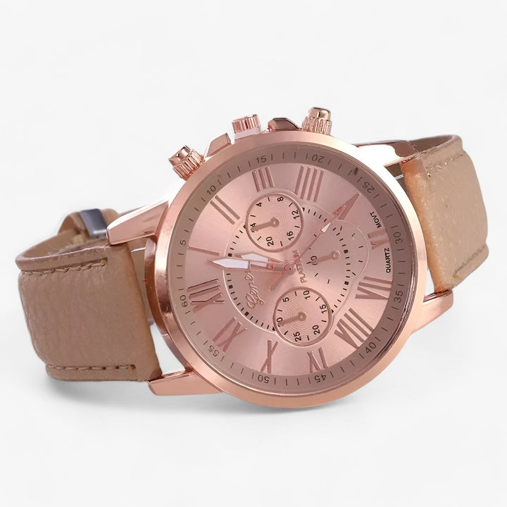Skanto | Camille Damen-Armbanduhr mit wasserdichtem Lederarmband 42mm
