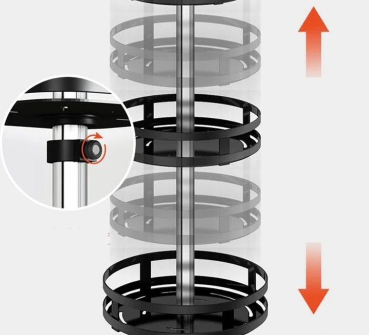 Skanto Skanto | TwistRack 360° – Drehbarer Lagerregal | Platzsparender verstellbarer Organizer für Küche, Bad und Zuhause