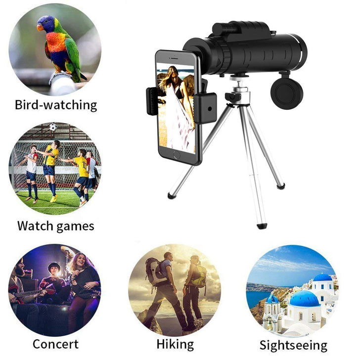 Skanto | Starscope HD Monokular – Hochleistungs-Wasserdichtes Teleskop mit Smartphone-Halterung & Stativ