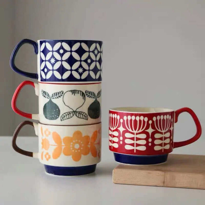Skanto | Außergewöhnliche Retro Keramik Kaffeetassen – Erhältlich in 8 verschiedenen Mustern