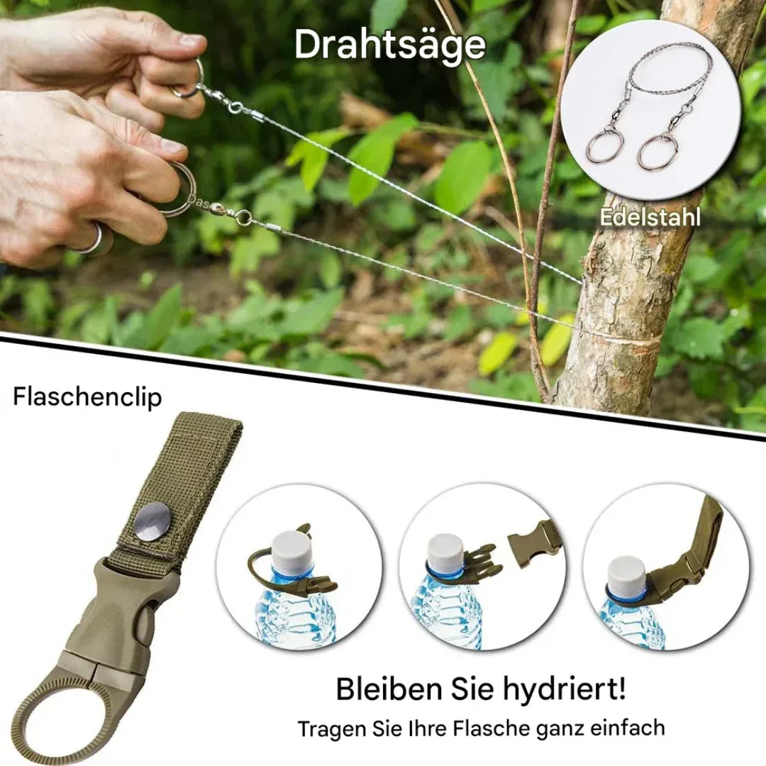Skanto | 38-in-1 Erste-Hilfe- und Überlebensset mit Taschenlampe und Kompass