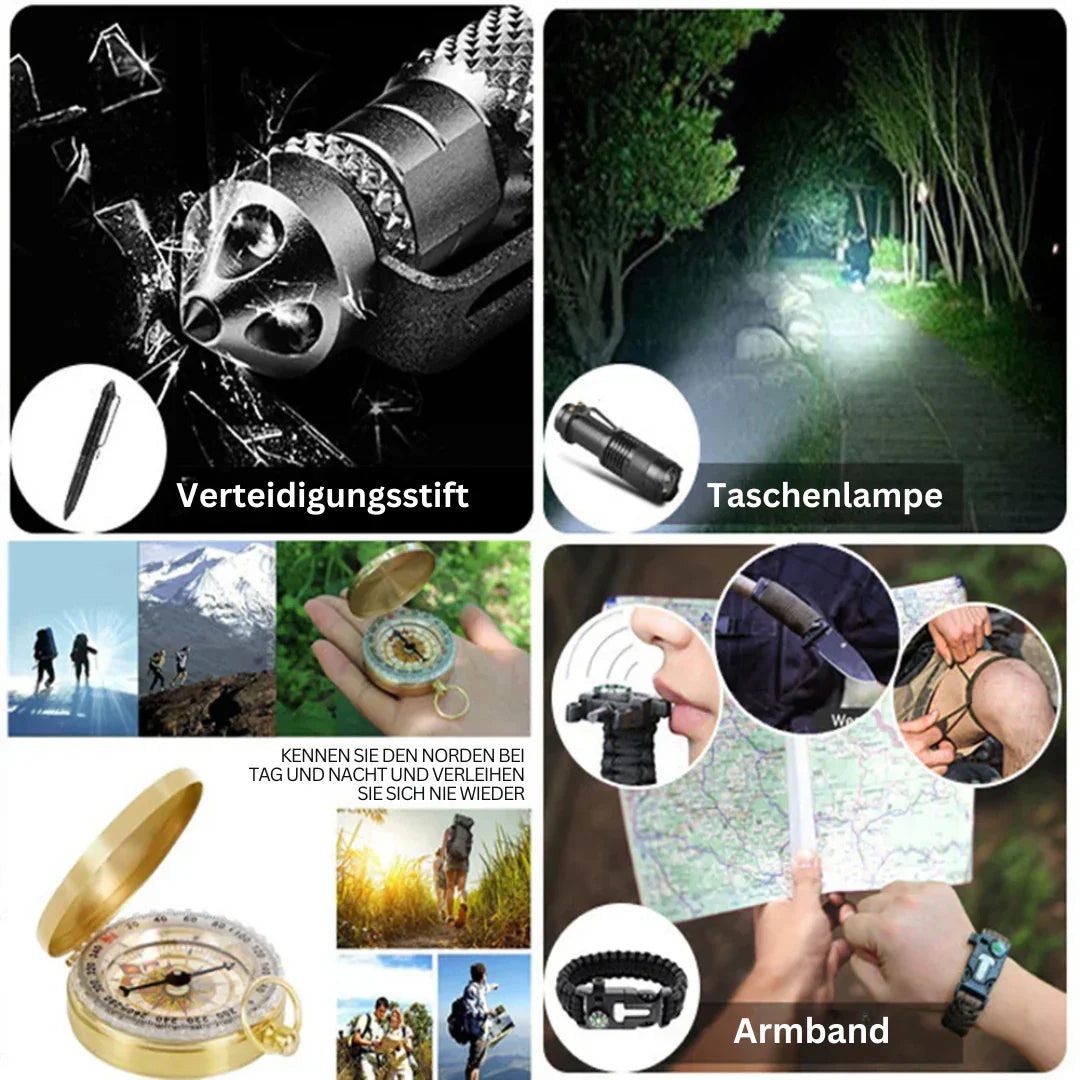 Skanto | 38-in-1 Erste-Hilfe- und Überlebensset mit Taschenlampe und Kompass
