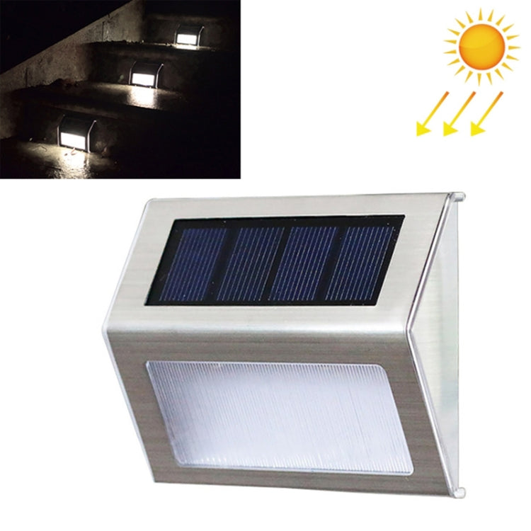 Skanto | 2er-Set Solar-Edelstahl-Treppenleuchte mit 3 LEDs für den Außenbereich, Gartenzaunleuchte (Weißes Licht)