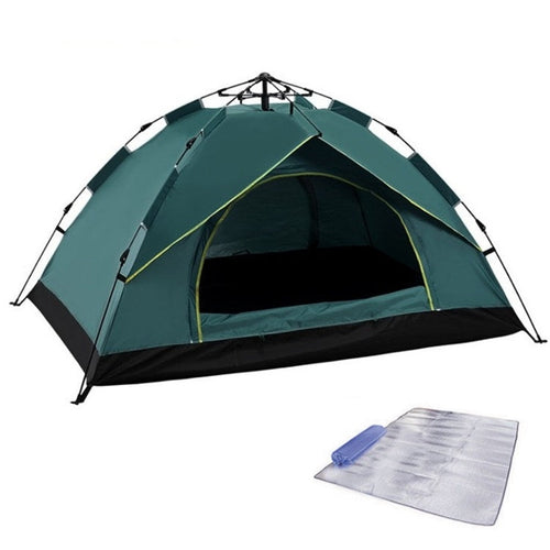 Skanto | TC-014 Outdoor Strand Reise Camping Automatisches Feder-Mehrpersonenzelt für 3-4 Personen (Grün+Matte)