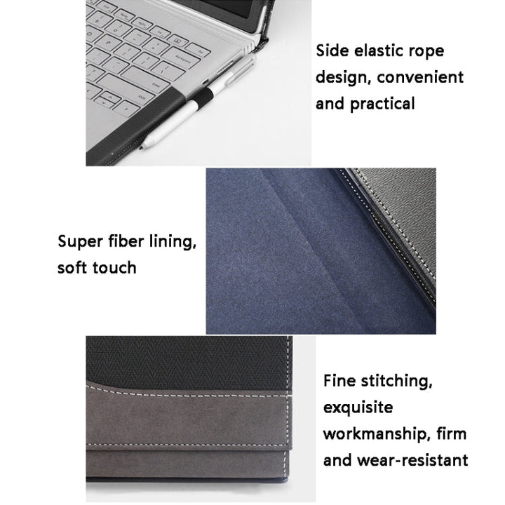 Skanto | PU-Leder-Tragetasche für Microsoft Surface Book 2 15 Zoll (Gentleman Grey)