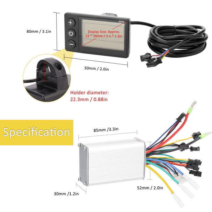Skanto | S866 Universal Elektrofahrrad Dashboard Kit, Spezifikation: 36V / 48V