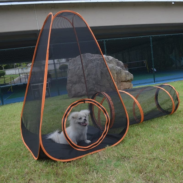 Skanto | Katzenhaus mit Tunnel Tragbarer Spielplatz Indoor- und Outdoor-Zelt (Schwarz)