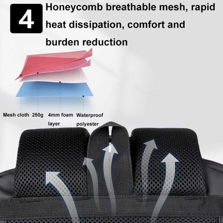 Skanto | Erweiterbarer wasserdichter Laptop-Rucksack für die Arbeit mit USB-Anschluss (Schwarz)