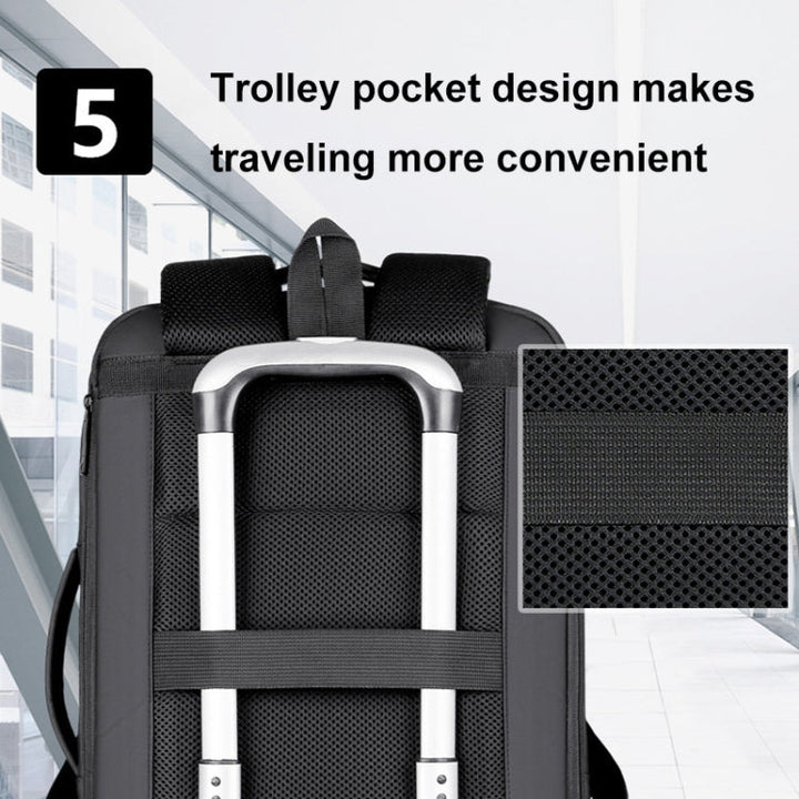 Skanto | Erweiterbarer wasserdichter Laptop-Rucksack für die Arbeit mit USB-Anschluss (Schwarz)