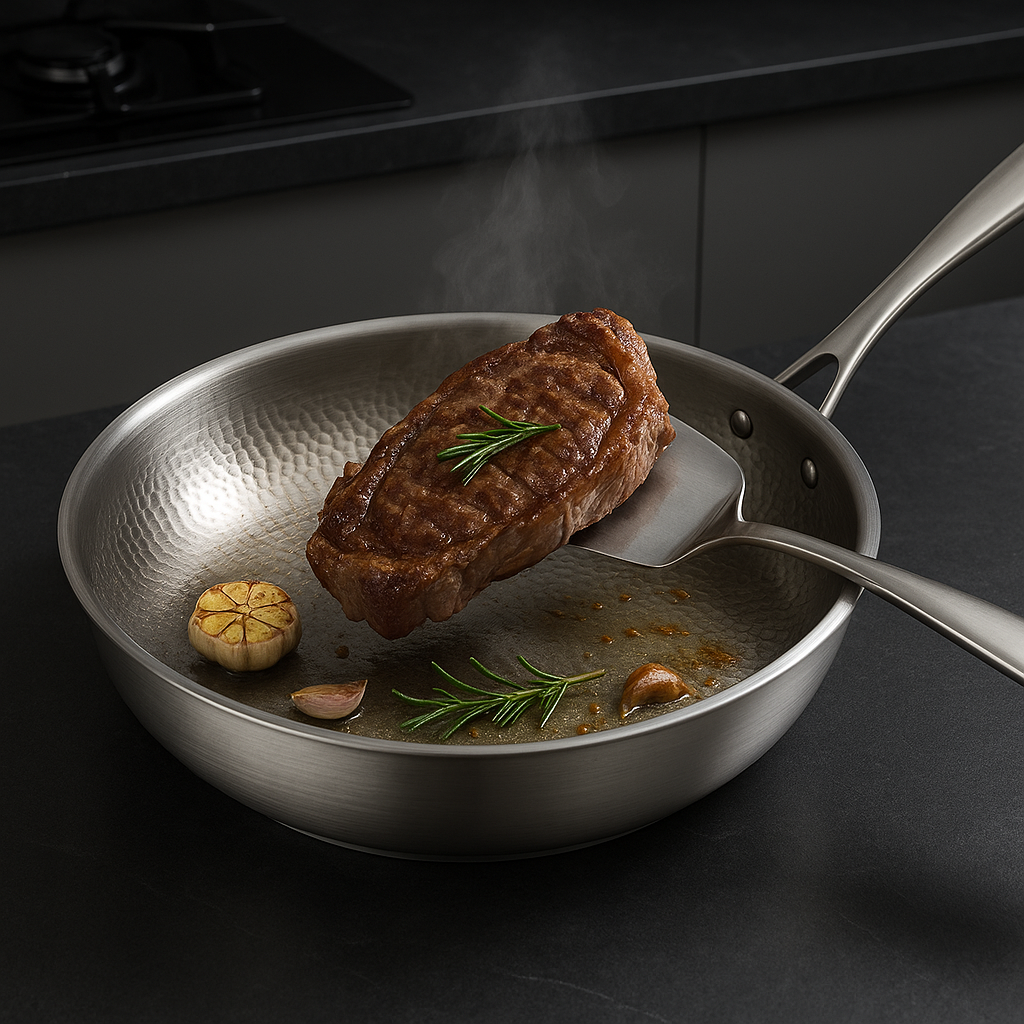 Skanto | Titan Premium Bratpfanne – Unbeschichtete, gehämmerte Titanpfanne für alle Herdarten, inklusive Induktion
