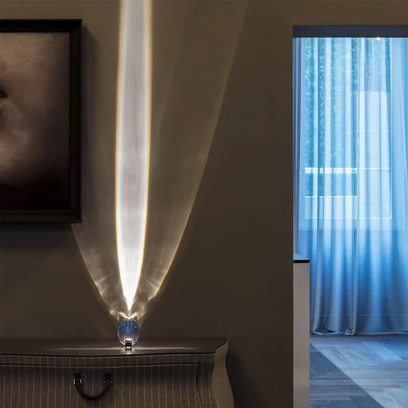 Skanto | Kristall-LED-Tischlampe „Eye of the Sky“ – Italienisches Design Nachttisch-Projektorlampe für Wohn- und Schlafzimmer-Deko