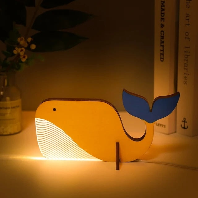 Skanto | Tier LED Nachtlicht Holz Acryl Tisch USB Licht