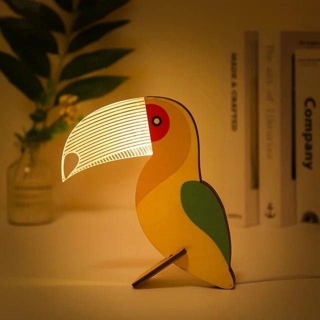 Skanto | Tier LED Nachtlicht Holz Acryl Tisch USB Licht