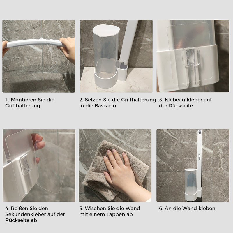 Skanto | Antibakterielle Einweg-Toilettenbürste mit hygienischem Schwammkopf und Halter