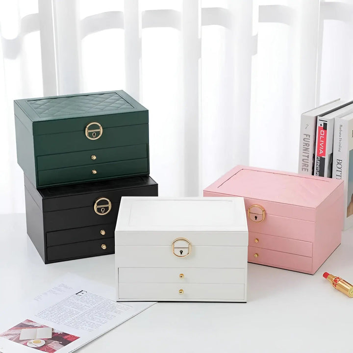 Skanto | EleganceBox – Luxuriöser mehrschichtiger Schmuck-Organizer aus hochwertigem PU-Leder