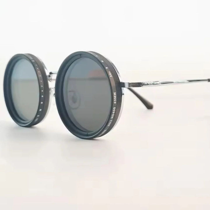 Skanto | Unisex Runde Polarisierte Sonnenbrille – Einstellbare Lichtreduzierung – Premium Metallrahmen
