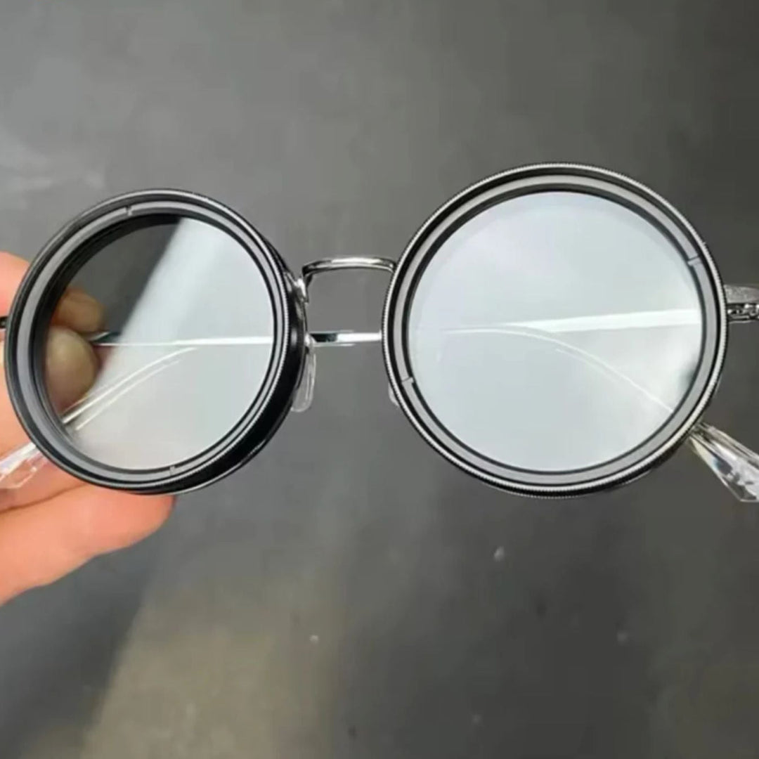 Skanto | Unisex Runde Polarisierte Sonnenbrille – Einstellbare Lichtreduzierung – Premium Metallrahmen