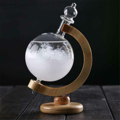 Skanto | Skanto Storm Glass Wettervorhersageflasche Kristall Schreibtischbarometer mit Holzrahmen