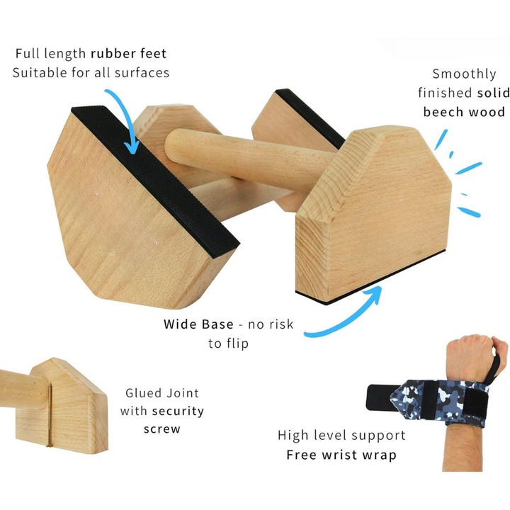 Calisthenics PowerBars – Robuste Holz-Liegestützgriffe