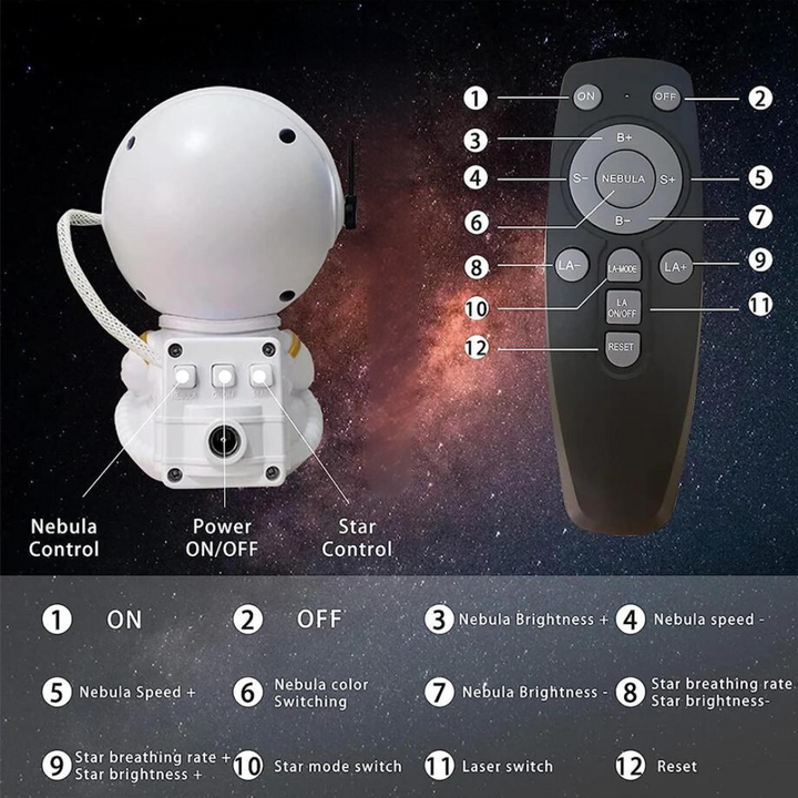Skanto | Astronaut LED-Projektor, Galaxie, Sterne, Himmel