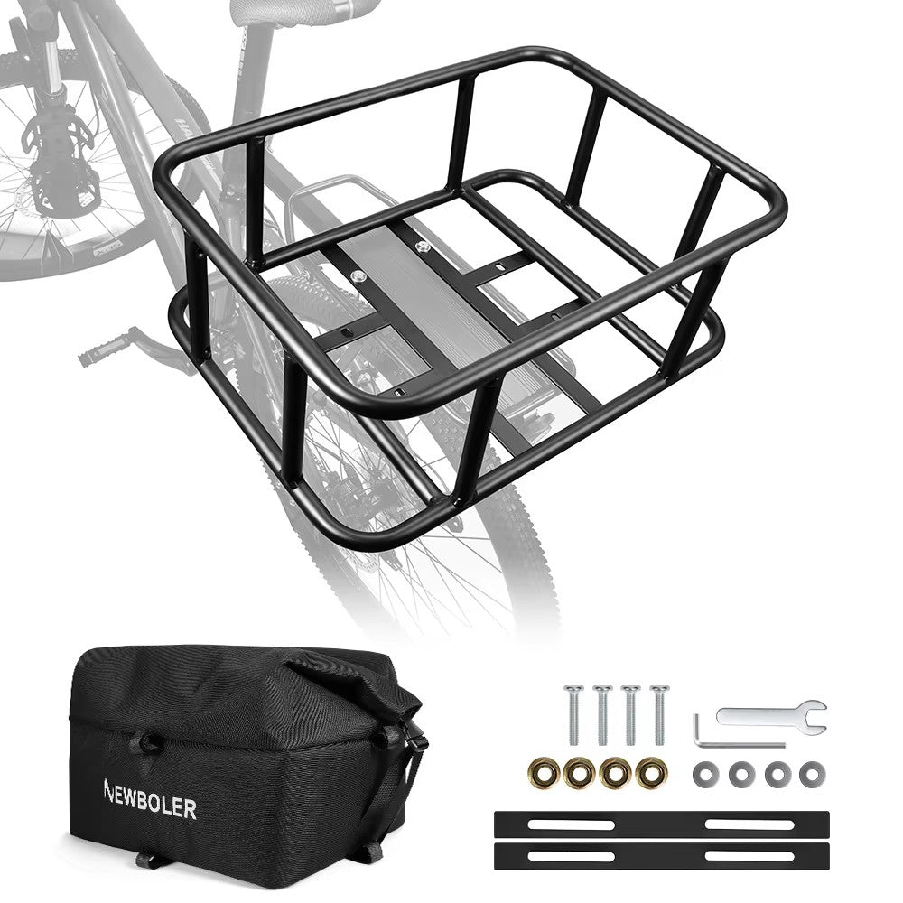 Skanto | Robuster hinterer Fahrradkorb mit Gepäckträger – Großer Metall-Fahrradträger für Einkäufe, Pendler & E-Bikes