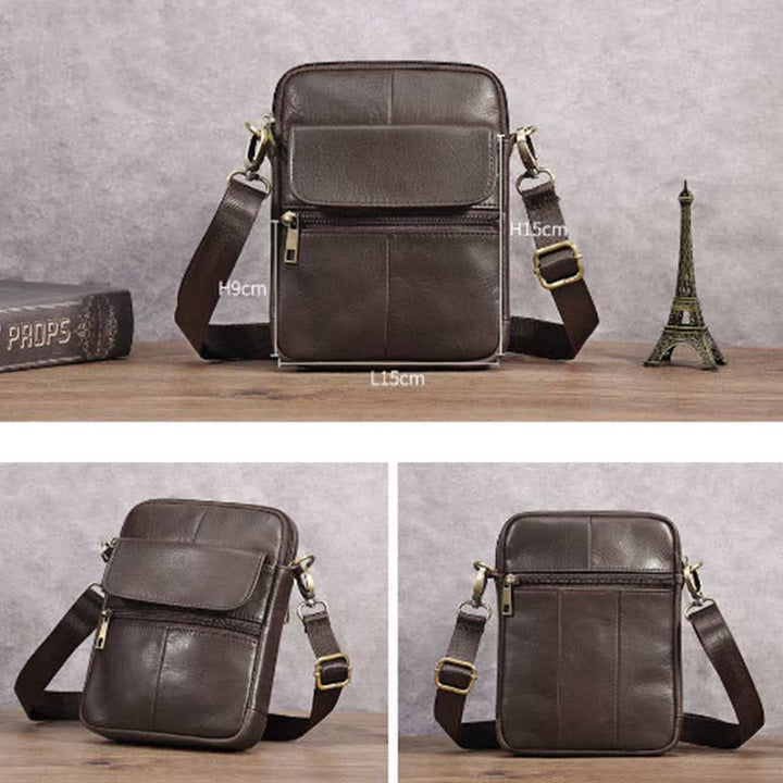 Skanto | Kleine Herren-Umhängetasche aus echtem Leder – Kompakte Crossbody-Tasche mit verstellbarem Riemen