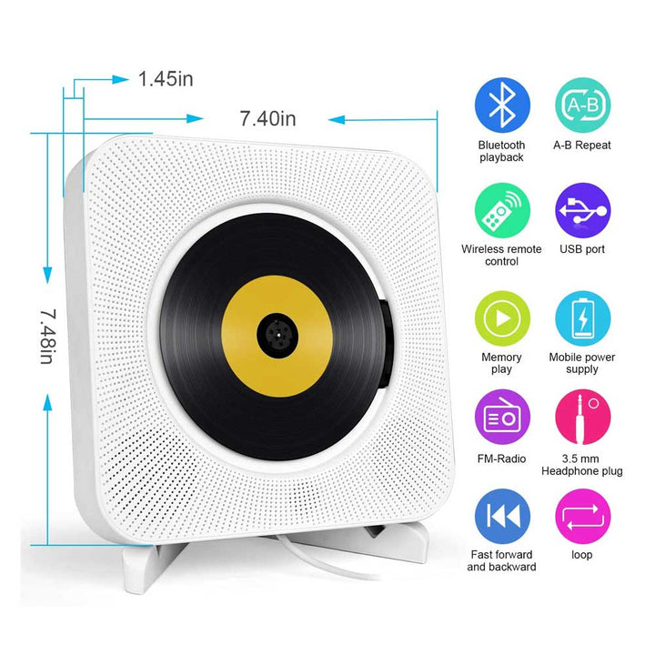 Skanto | Tragbarer CD-Player | Bluetooth, USB und FM-Radio | Weiß