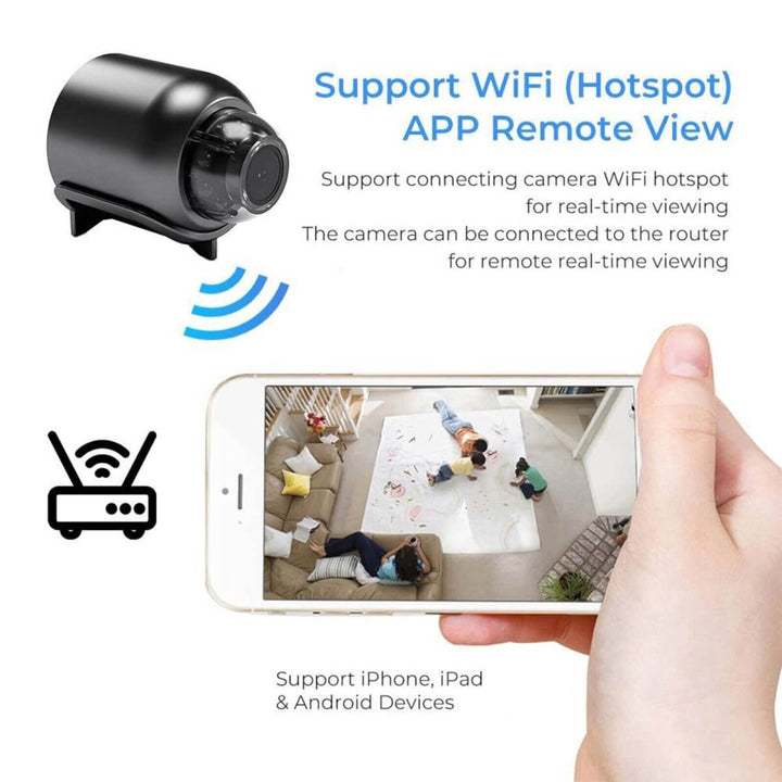 Skanto | Wasserdichte HD Mini-Kamera mit Nachtsicht und Weitwinkelobjektiv IP WiFi 1080P HD 160° Weitwinkel
