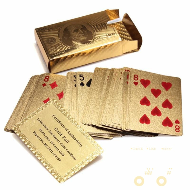 Skanto | 24K vergoldete Spielkarten mit Holzbox